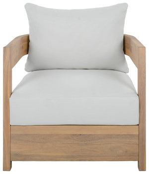 Safavieh Kento Mid-Century Club Chairs Set of 2 Ivory Upholstered Oak Wood Frame Lounge Oak/Ivory PAT7097B-SET2