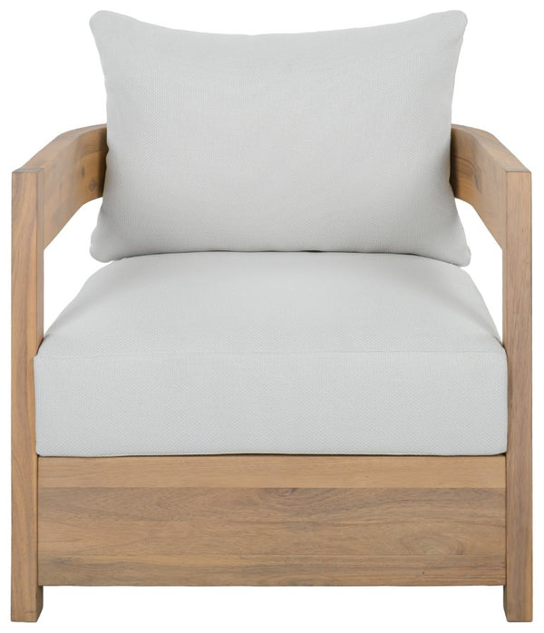 Safavieh Kento Mid-Century Club Chairs Set of 2 Ivory Upholstered Oak Wood Frame Lounge Oak/Ivory PAT7097B-SET2