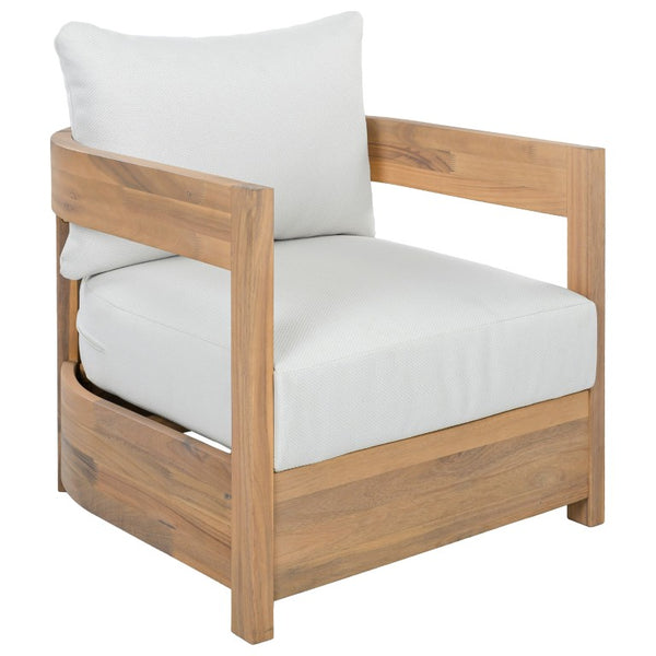 Safavieh Kento Mid-Century Club Chairs Set of 2 Ivory Upholstered Oak Wood Frame Lounge Oak/Ivory PAT7097B-SET2