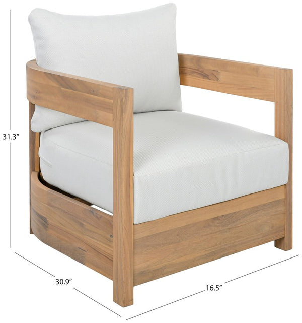 Safavieh Kento Mid-Century Club Chairs Set of 2 Ivory Upholstered Oak Wood Frame Lounge Oak/Ivory PAT7097B-SET2
