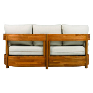 Safavieh Kento 3 Seater Sofa Set In Natural Taupe - Stylish Outdoor Comfort For Relaxation & Gatherings Natural ,Taupe Wood,Fabric,Foam Pat7098a