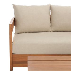 Safavieh Kento 3 Seater Sofa Set In Natural Taupe - Stylish Outdoor Comfort For Relaxation & Gatherings Natural ,Taupe Wood,Fabric,Foam Pat7098a