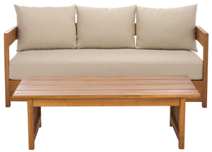 Safavieh Kento 3 Seater Sofa Set In Natural Taupe - Stylish Outdoor Comfort For Relaxation & Gatherings Natural ,Taupe Wood,Fabric,Foam Pat7098a