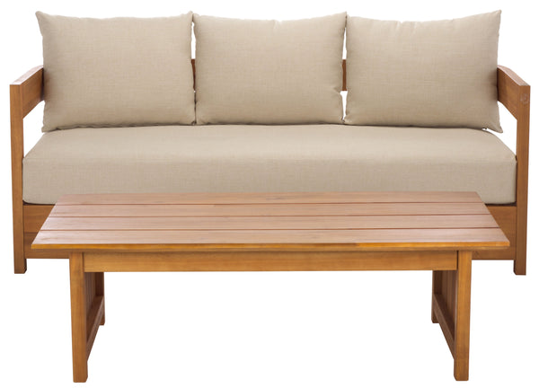 Safavieh Kento 3 Seater Sofa Set In Natural Taupe - Stylish Outdoor Comfort For Relaxation & Gatherings Natural ,Taupe Wood,Fabric,Foam Pat7098a