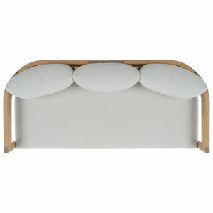 Safavieh Kento Three Seat Sofa Solid Wood Frame Ivory Upholstered Living Room Couch OAK/IVORY PAT7098B