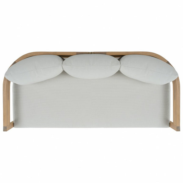 Safavieh Kento Three Seat Sofa Solid Wood Frame Ivory Upholstered Living Room Couch OAK/IVORY PAT7098B