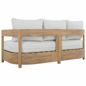 Safavieh Kento Three Seat Sofa Solid Wood Frame Ivory Upholstered Living Room Couch OAK/IVORY PAT7098B