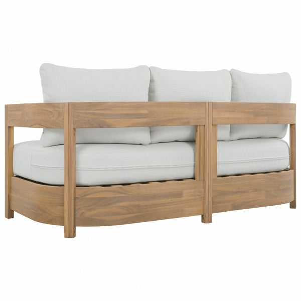 Safavieh Kento Three Seat Sofa Solid Wood Frame Ivory Upholstered Living Room Couch OAK/IVORY PAT7098B