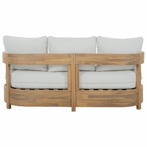 Safavieh Kento Three Seat Sofa Solid Wood Frame Ivory Upholstered Living Room Couch OAK/IVORY PAT7098B