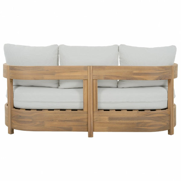 Safavieh Kento Three Seat Sofa Solid Wood Frame Ivory Upholstered Living Room Couch OAK/IVORY PAT7098B