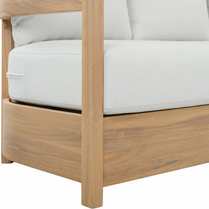 Safavieh Kento Three Seat Sofa Solid Wood Frame Ivory Upholstered Living Room Couch OAK/IVORY PAT7098B