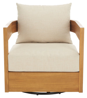 Safavieh Kento Swivel Chair - Elegant Natural Taupe Outdoor Accent For Stylish Patios & Relaxation Spaces Natural ,Taupe Wood,Fabric,Foam Pat7099a