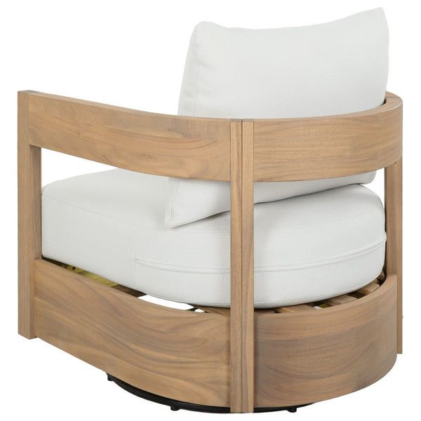Safavieh Kento Swivel Club Chair with Oak Frame and Ivory Fabric for Modern Living Spaces OAK/IVORY PAT7099B