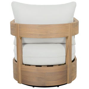 Safavieh Kento Swivel Club Chair with Oak Frame and Ivory Fabric for Modern Living Spaces OAK/IVORY PAT7099B