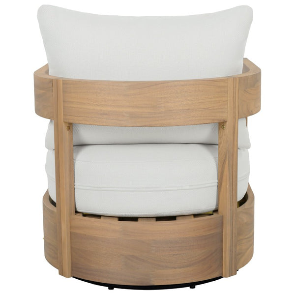 Safavieh Kento Swivel Club Chair with Oak Frame and Ivory Fabric for Modern Living Spaces OAK/IVORY PAT7099B