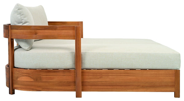 Safavieh Kento Daybed - Elegant Natural & Taupe Outdoor Sanctuary For Ultimate Relaxation & Style Natural ,Taupe Wood,Fabric,Foam Pat7100a