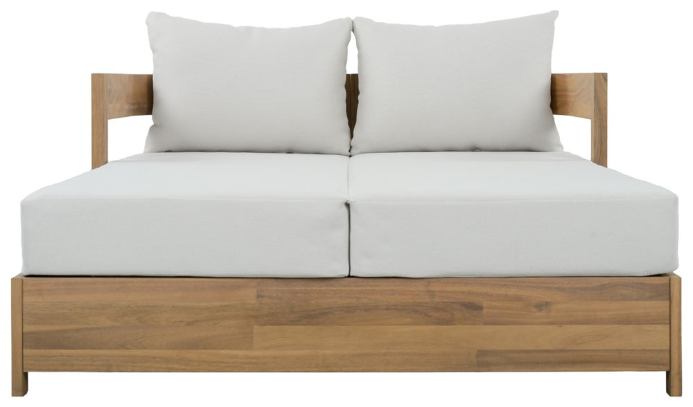 Safavieh Kento Low Profile Oak Frame Daybed with Ivory Upholstery for Modern Living Spaces OAK/IVORY PAT7100B