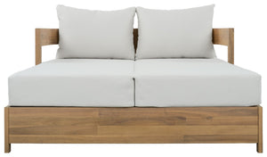 Safavieh Kento Low Profile Oak Frame Daybed with Ivory Upholstery for Modern Living Spaces OAK/IVORY PAT7100B