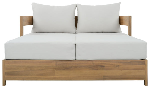 Safavieh Kento Low Profile Oak Frame Daybed with Ivory Upholstery for Modern Living Spaces OAK/IVORY PAT7100B
