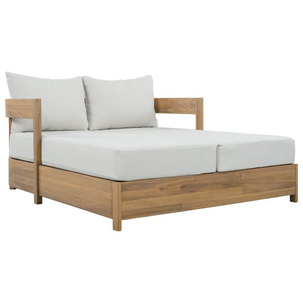 Safavieh Kento Low Profile Oak Frame Daybed with Ivory Upholstery for Modern Living Spaces OAK/IVORY PAT7100B