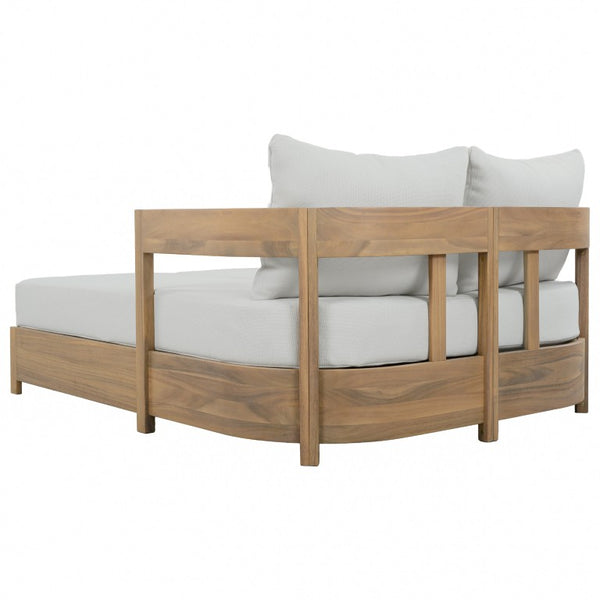 Safavieh Kento Low Profile Oak Frame Daybed with Ivory Upholstery for Modern Living Spaces OAK/IVORY PAT7100B