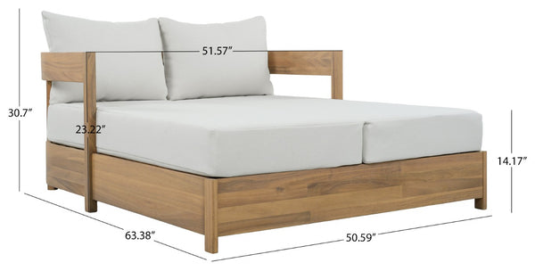 Safavieh Kento Low Profile Oak Frame Daybed with Ivory Upholstery for Modern Living Spaces OAK/IVORY PAT7100B