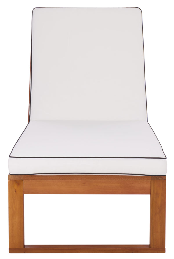 Safavieh Sophie Lounger - Elegant Outdoor Retreat With Durable Eucalyptus Frame And Soft Foam Cushioning Natural ,Beige Eucalyptus,Fabric,Foam Pat7101a