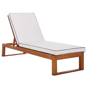 Safavieh Sophie Lounger - Elegant Outdoor Retreat With Durable Eucalyptus Frame And Soft Foam Cushioning Natural ,Beige Eucalyptus,Fabric,Foam Pat7101a