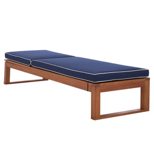 Safavieh Sophie Lounger - Elegant Outdoor Retreat With Durable Eucalyptus Frame And Soft Foam Cushioning Natural ,Navy Eucalyptus,Fabric,Foam Pat7101b