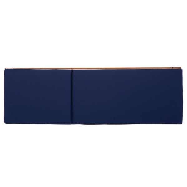 Safavieh Sophie Lounger - Elegant Outdoor Retreat With Durable Eucalyptus Frame And Soft Foam Cushioning Natural ,Navy Eucalyptus,Fabric,Foam Pat7101b