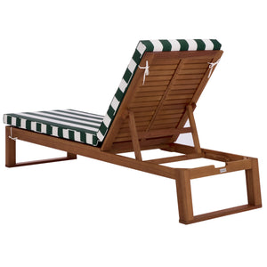 Safavieh Sophie Lounger - Elegant Outdoor Retreat With Durable Eucalyptus Frame And Soft Foam Cushioning Natural ,Hunter Green Stripe Eucalyptus,Fabric,Foam Pat7101h