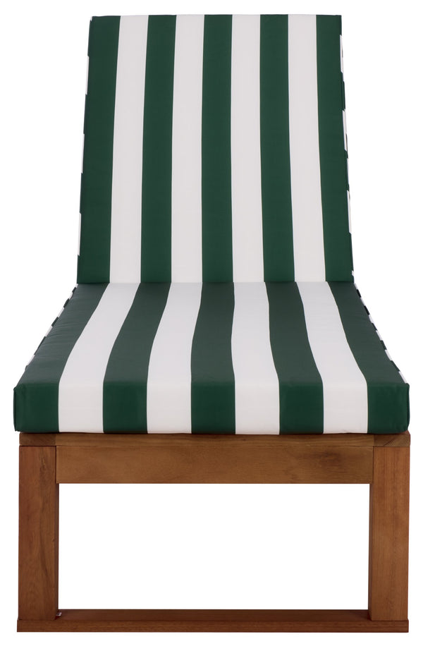 Safavieh Sophie Lounger - Elegant Outdoor Retreat With Durable Eucalyptus Frame And Soft Foam Cushioning Natural ,Hunter Green Stripe Eucalyptus,Fabric,Foam Pat7101h