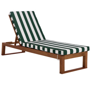Safavieh Sophie Lounger - Elegant Outdoor Retreat With Durable Eucalyptus Frame And Soft Foam Cushioning Natural ,Hunter Green Stripe Eucalyptus,Fabric,Foam Pat7101h