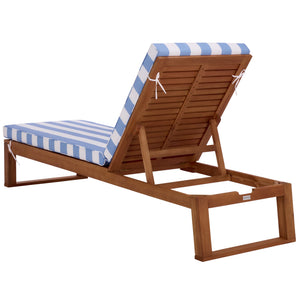 Safavieh Sophie Lounger - Elegant Outdoor Retreat With Durable Eucalyptus Frame And Soft Foam Cushioning Natural ,Baby Blue Stripe Eucalyptus,Fabric,Foam Pat7101u