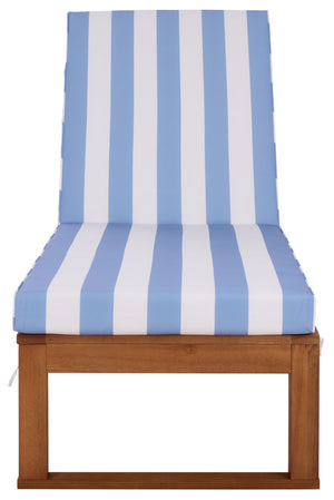 Safavieh Sophie Lounger - Elegant Outdoor Retreat With Durable Eucalyptus Frame And Soft Foam Cushioning Natural ,Baby Blue Stripe Eucalyptus,Fabric,Foam Pat7101u