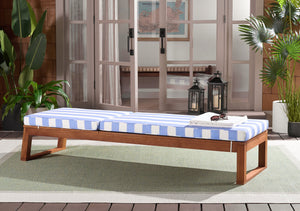 Safavieh Sophie Lounger - Elegant Outdoor Retreat With Durable Eucalyptus Frame And Soft Foam Cushioning Natural ,Baby Blue Stripe Eucalyptus,Fabric,Foam Pat7101u