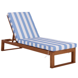 Safavieh Sophie Lounger - Elegant Outdoor Retreat With Durable Eucalyptus Frame And Soft Foam Cushioning Natural ,Baby Blue Stripe Eucalyptus,Fabric,Foam Pat7101u