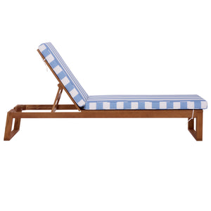 Safavieh Sophie Lounger - Elegant Outdoor Retreat With Durable Eucalyptus Frame And Soft Foam Cushioning Natural ,Baby Blue Stripe Eucalyptus,Fabric,Foam Pat7101u