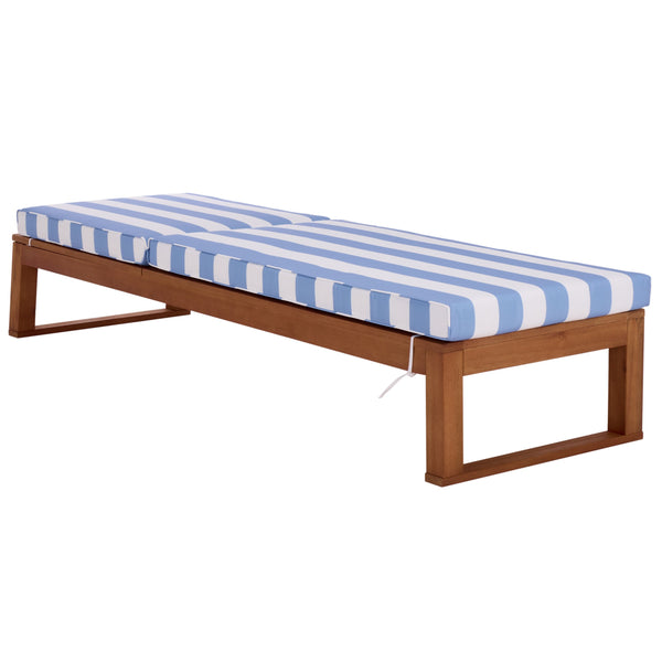 Safavieh Sophie Lounger - Elegant Outdoor Retreat With Durable Eucalyptus Frame And Soft Foam Cushioning Natural ,Baby Blue Stripe Eucalyptus,Fabric,Foam Pat7101u