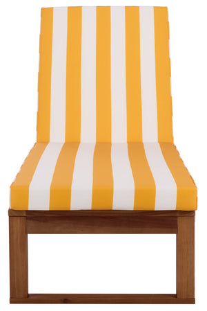Safavieh Sophie Lounger - Elegant Outdoor Retreat With Durable Eucalyptus Frame And Soft Foam Cushioning Natural ,Yellow Stripe Eucalyptus,Fabric,Foam Pat7101y