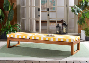 Safavieh Sophie Lounger - Elegant Outdoor Retreat With Durable Eucalyptus Frame And Soft Foam Cushioning Natural ,Yellow Stripe Eucalyptus,Fabric,Foam Pat7101y