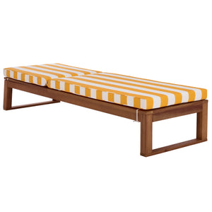 Safavieh Sophie Lounger - Elegant Outdoor Retreat With Durable Eucalyptus Frame And Soft Foam Cushioning Natural ,Yellow Stripe Eucalyptus,Fabric,Foam Pat7101y