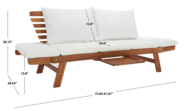 Safavieh EMELY Outdoor Daybed - Stylish Convertible Lounger with Weather-Resistant Cushions for Patios Natural / Beige PAT7300A