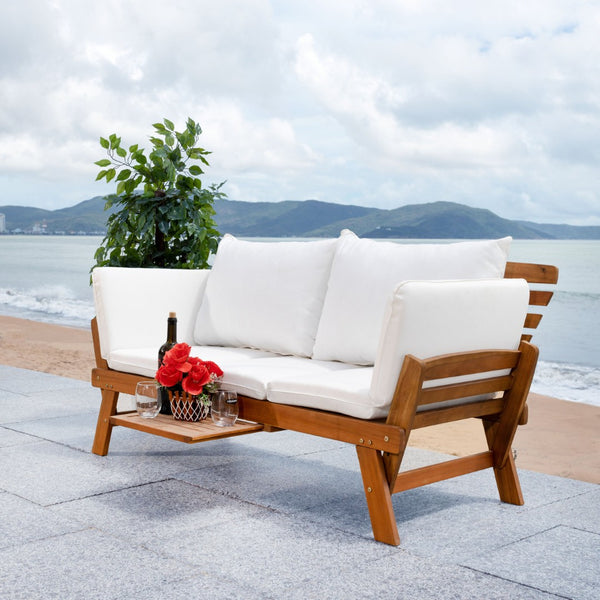 Safavieh EMELY Outdoor Daybed - Stylish Convertible Lounger with Weather-Resistant Cushions for Patios Natural / Beige PAT7300A