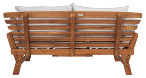 Safavieh EMELY Outdoor Daybed - Stylish Convertible Lounger with Weather-Resistant Cushions for Patios Natural / Light Grey PAT7300E