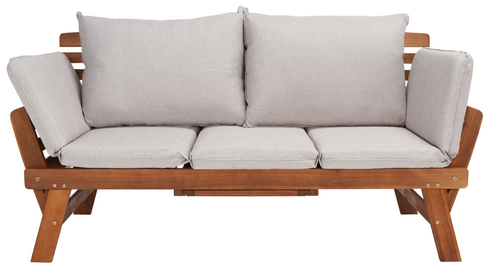 Safavieh EMELY Outdoor Daybed - Stylish Convertible Lounger with Weather-Resistant Cushions for Patios Natural / Light Grey PAT7300E