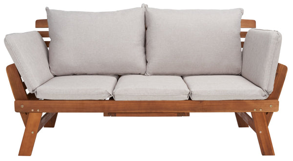 Safavieh EMELY Outdoor Daybed - Stylish Convertible Lounger with Weather-Resistant Cushions for Patios Natural / Light Grey PAT7300E