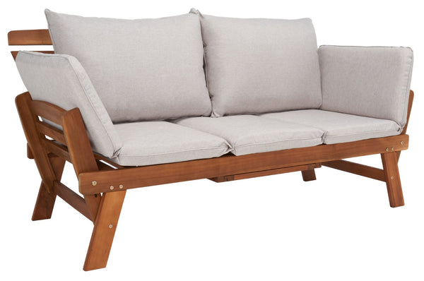 Safavieh EMELY Outdoor Daybed - Stylish Convertible Lounger with Weather-Resistant Cushions for Patios Natural / Light Grey PAT7300E