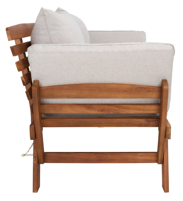 Safavieh EMELY Outdoor Daybed - Stylish Convertible Lounger with Weather-Resistant Cushions for Patios Natural / Light Grey PAT7300E