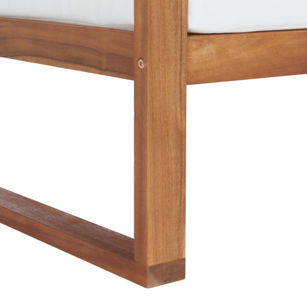 Safavieh EMIKO Outdoor Bench - Modern Comfort for Your Porch or Patio with Plush Cushions and Stylish Design Natural / Beige PAT7302A